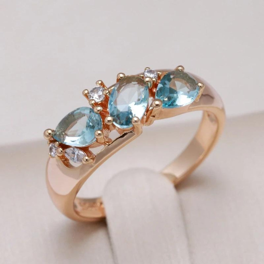 Blue Zirconia Gold Ring